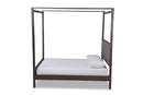 Sunderland Gray Fabric Dark Gray Oak King Size Platform Canopy Bed Baxton