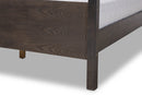 Sunderland Gray Fabric Dark Gray Oak Queen Size Platform Canopy Bed Baxton