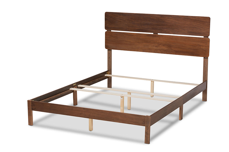 Zaguri Modern and Contemporary Walnut Brown Finished Wood Queen Size Panel Bed