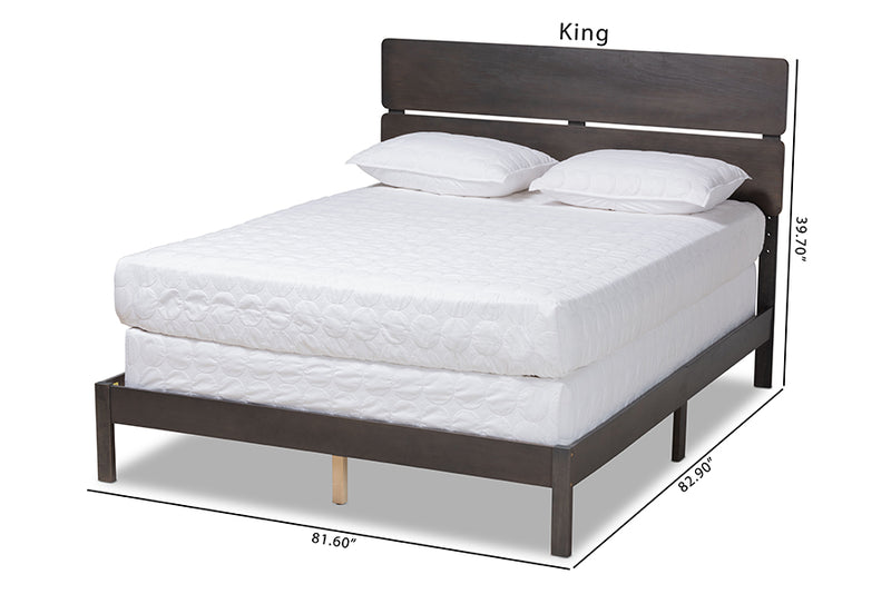 Zaguri Modern and Contemporary Dark Gray Oak Finished Wood Queen Size Panel Bed