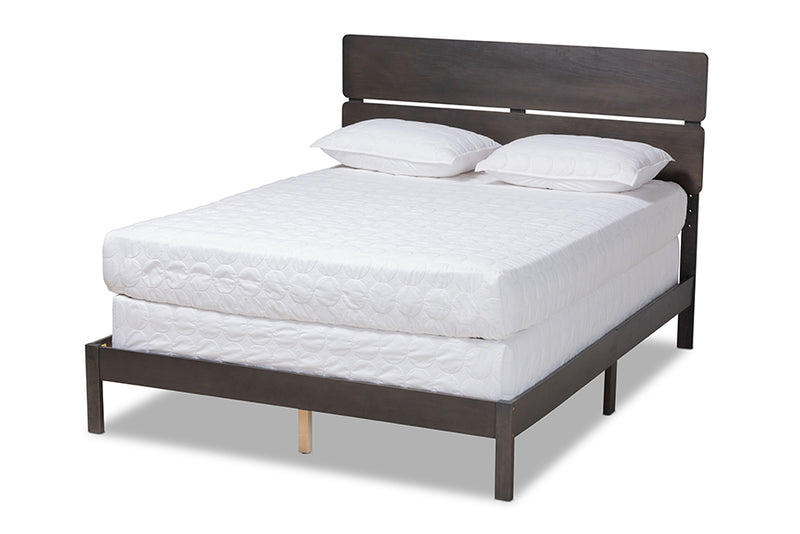 Zaguri Modern and Contemporary Dark Gray Oak Finished Wood Queen Size Panel Bed