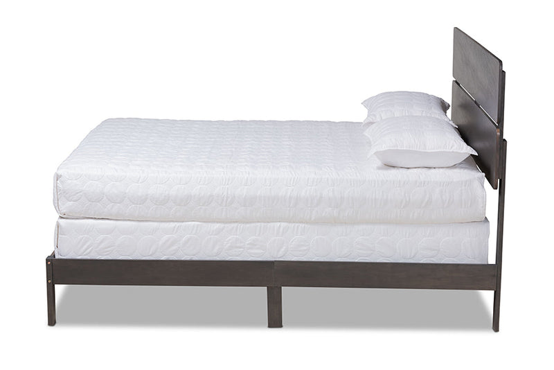 Zaguri Dark Gray Oak King Size Panel Bed Baxton