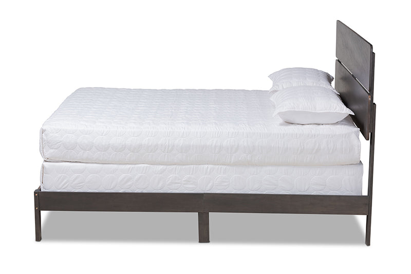 Zaguri Modern and Contemporary Dark Gray Oak Finished Wood Full Size Panel Bed