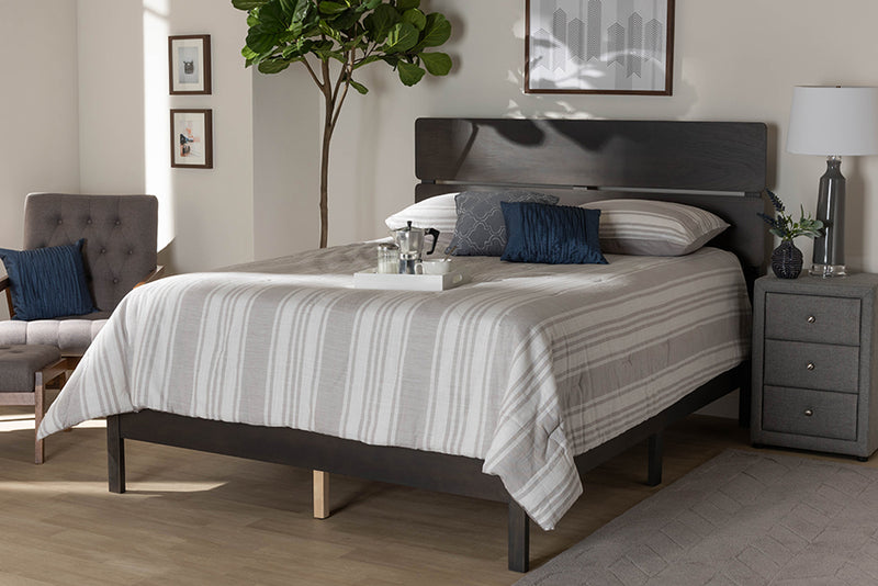 Zaguri Modern and Contemporary Dark Gray Oak Finished Wood Queen Size Panel Bed