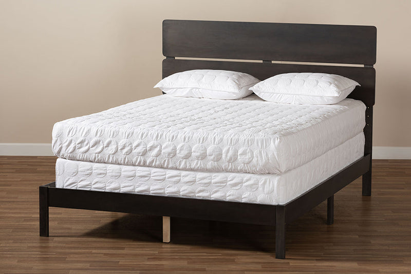 Zaguri Dark Gray Oak Full Size Panel Bed Baxton