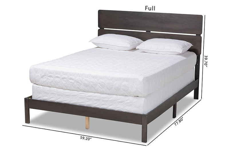 Zaguri Dark Gray Oak Full Size Panel Bed Baxton