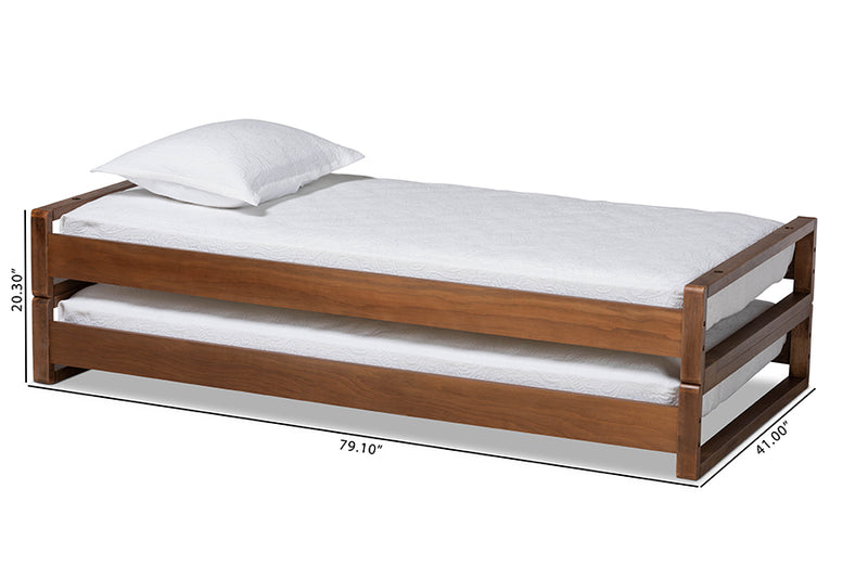 Tobin Modern and Contemporary Walnut Finished Wood Expandable Twin Size to King Size Bed