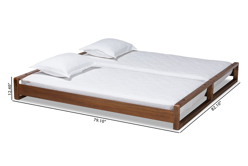 Tobin Modern and Contemporary Walnut Finished Wood Expandable Twin Size to King Size Bed