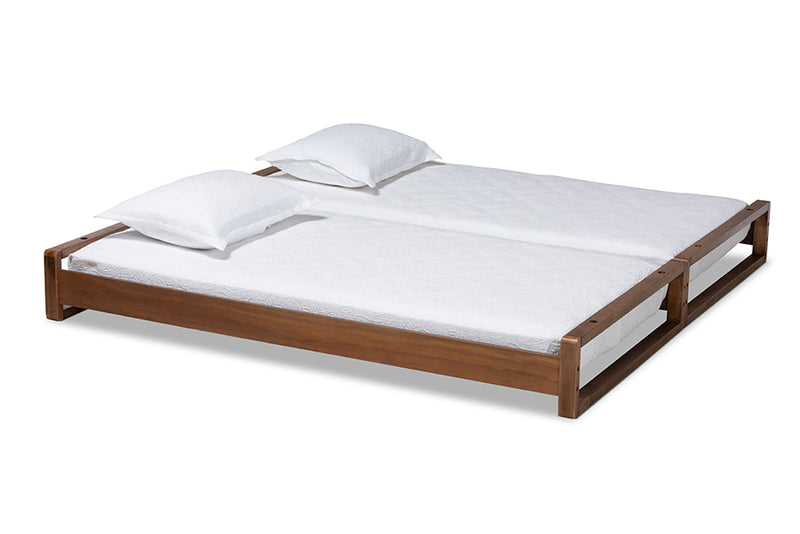 Tobin Modern and Contemporary Walnut Finished Wood Expandable Twin Size to King Size Bed