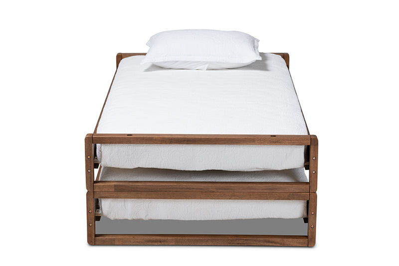 Tobin Modern and Contemporary Walnut Finished Wood Expandable Twin Size to King Size Bed