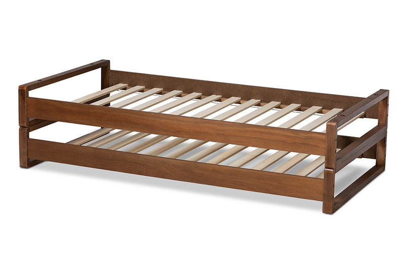 Tobin Modern and Contemporary Walnut Finished Wood Expandable Twin Size to King Size Bed