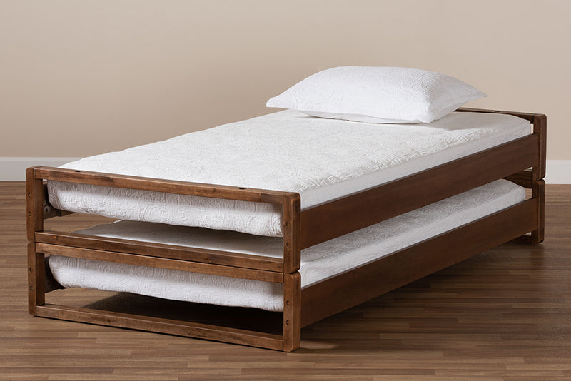 Tobin Modern and Contemporary Walnut Finished Wood Expandable Twin Size to King Size Bed