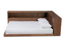 Ohara and Walnut Brown Queen Size Platform Storage Bed w/Built-In Outlet Baxton