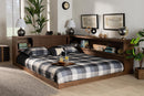 Ohara and Walnut Brown Queen Size Platform Storage Bed w/Built-In Outlet Baxton