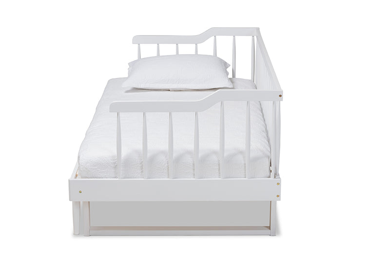 Kierra Modern and Transitional White Finished Wood Expandable Twin Size to King Size Spindle Daybed