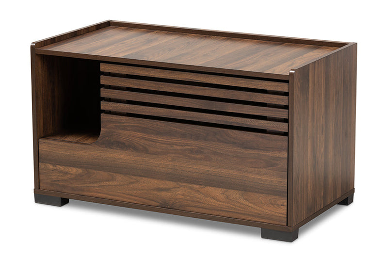 Veve Walnut Brown Finished Cat Litter Box Cover House Baxton