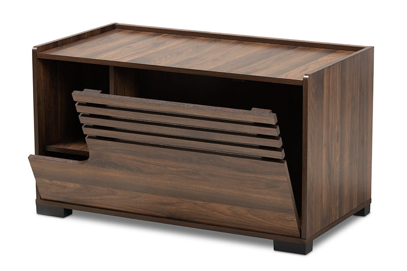 Veve Walnut Brown Finished Cat Litter Box Cover House Baxton