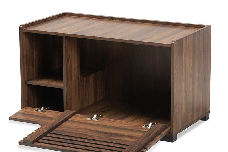 Veve Walnut Brown Finished Cat Litter Box Cover House Baxton