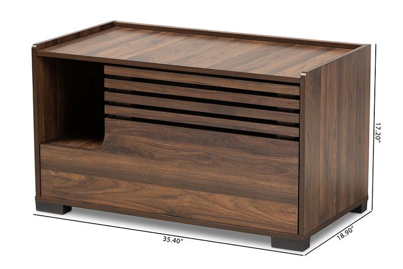 Veve Walnut Brown Finished Cat Litter Box Cover House Baxton