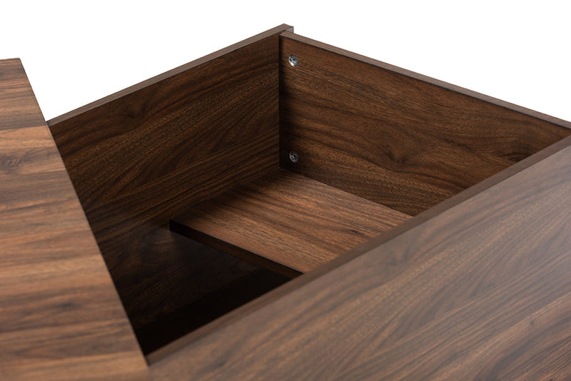 Bethel Walnut Brown Finished Cat Litter Box Cover House Baxton