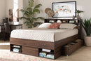 Darian Walnut Brown 1-Drawer Queen Size Platform Storage Bed w/Shelves Baxton