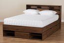 Darian Walnut Brown 1-Drawer Queen Size Platform Storage Bed w/Shelves Baxton