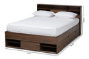 Darian Walnut Brown 1-Drawer Queen Size Platform Storage Bed w/Shelves Baxton
