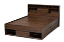 Darian Walnut Brown 1-Drawer Queen Size Platform Storage Bed w/Shelves Baxton