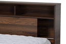 Darian Walnut Brown 1-Drawer Queen Size Platform Storage Bed w/Shelves Baxton