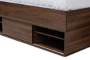 Darian Walnut Brown 1-Drawer Queen Size Platform Storage Bed w/Shelves Baxton