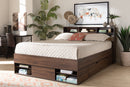 Darian Walnut Brown 1-Drawer Queen Size Platform Storage Bed w/Shelves Baxton