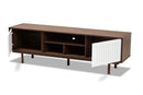 Pless Two-Tone Walnut Brown and White TV Stand Baxton