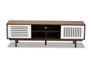 Pless Two-Tone Walnut Brown and White TV Stand Baxton