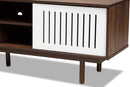 Pless Two-Tone Walnut Brown and White TV Stand Baxton