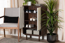 Pless Two-Tone Walnut Brown and White 2-Door Shoe Cabinet Baxton