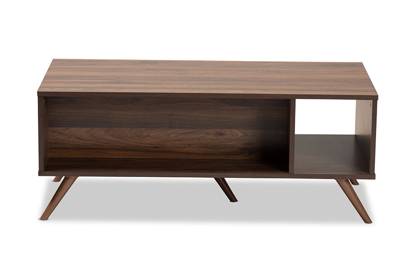 Pease Two-Tone Gray and Walnut 1-Drawer Coffee Table Baxton