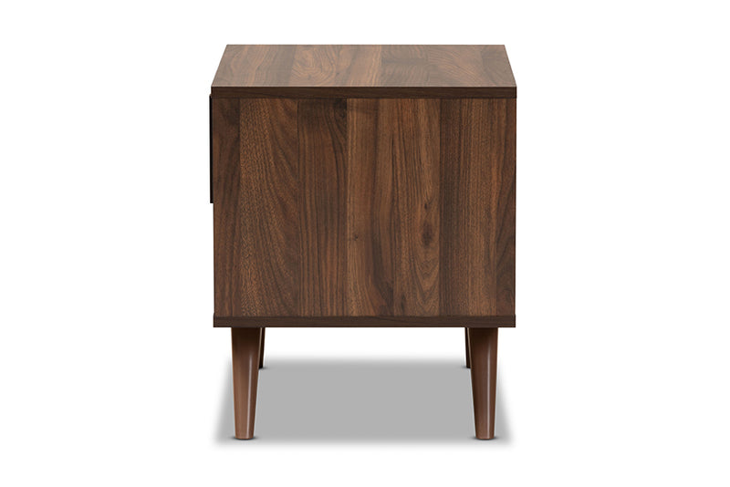 Pease Modern and Contemporary Two-Tone Gray and Walnut Finished Wood 1-Drawer Nightstand