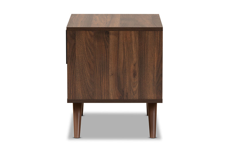 Pease Two-Tone Gray and Walnut 1-Drawer Nightstand Baxton
