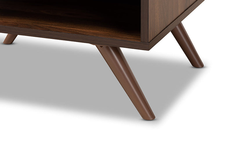 Pease Two-Tone Gray and Walnut 1-Drawer Nightstand Baxton