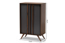 Pease Two-Tone Gray and Walnut 2-Door Shoe Cabinet Baxton
