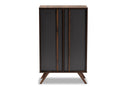 Pease Two-Tone Gray and Walnut 2-Door Shoe Cabinet Baxton