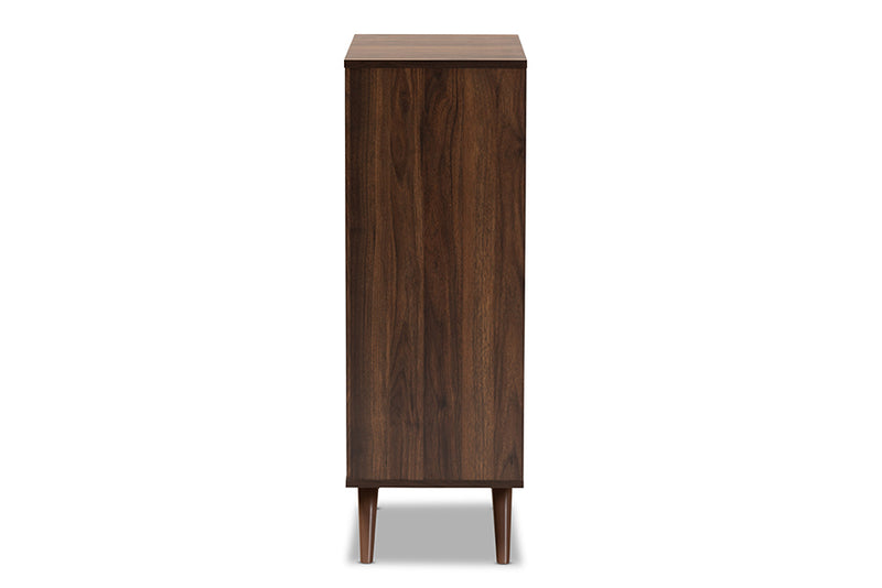 Pease Modern and Contemporary Two-Tone Gray and Walnut Finished Wood 2-Door Shoe Cabinet