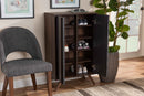 Pease Two-Tone Gray and Walnut 2-Door Shoe Cabinet Baxton