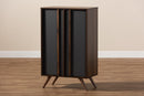 Pease Two-Tone Gray and Walnut 2-Door Shoe Cabinet Baxton