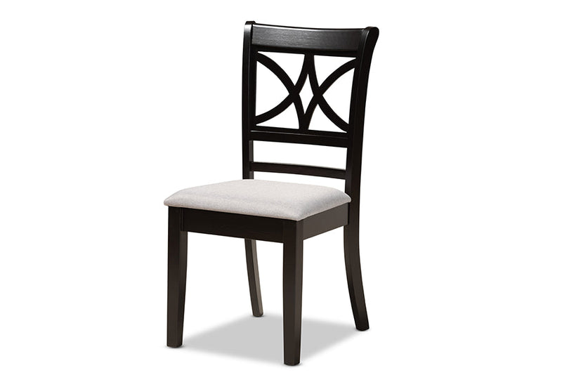 Ulric Gray Fabric Upholstered and Dark Brown 5-Piece Dining Set Baxton
