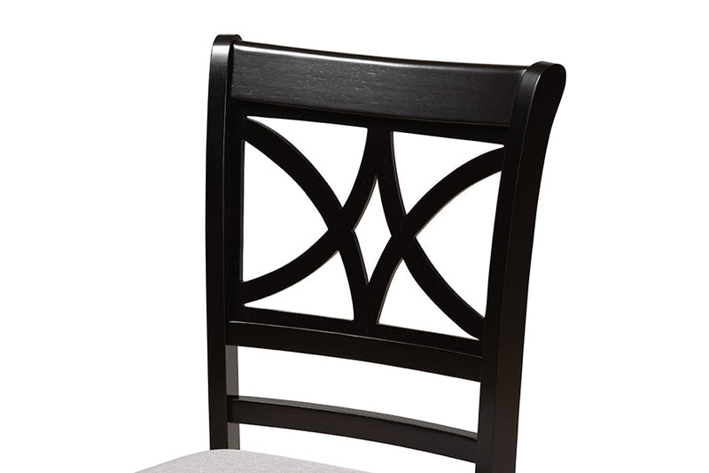 Ulric Gray Fabric Upholstered and Dark Brown 5-Piece Dining Set Baxton