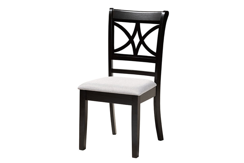 Duncan Modern Gray Fabric and Dark Brown 5-Piece Dining Set Baxton