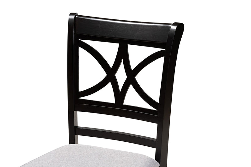 Duncan Modern Gray Fabric and Dark Brown 5-Piece Dining Set Baxton