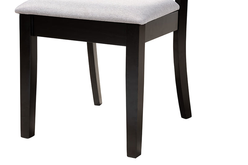 Duncan Modern Gray Fabric and Dark Brown 5-Piece Dining Set Baxton