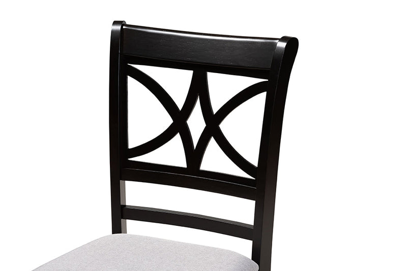 Deanna Modern Gray Fabric and Dark Brown 5-Piece Dining Set Baxton